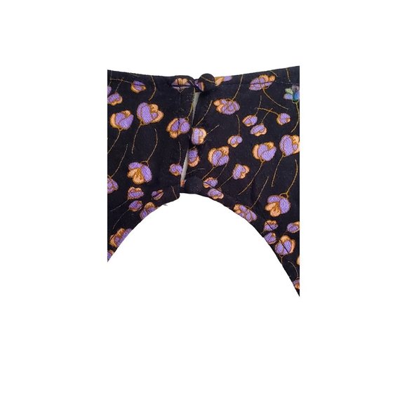 Free People "Pretty Baby" Mini Dress Black Floral V-Neck Cut-Out Back Elastic Wa - Picture 7 of 11